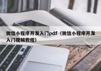 微信小程序开发入门pdf（微信小程序开发入门视频教程）